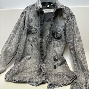 Evolution Kids Grey Distressed Button-Down Shirt